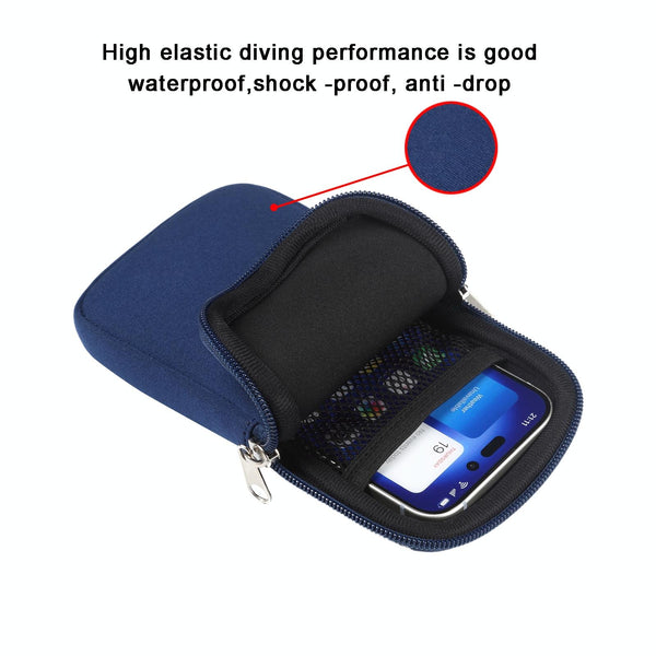 For 7.2 inch Universal Elastic Material Zipper Waist Bag(Blue)