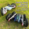 1:24 2.4G Flowering Stunt Car RC Double Deformation Remote Control Car Twisting Rotating Toy Car(White)