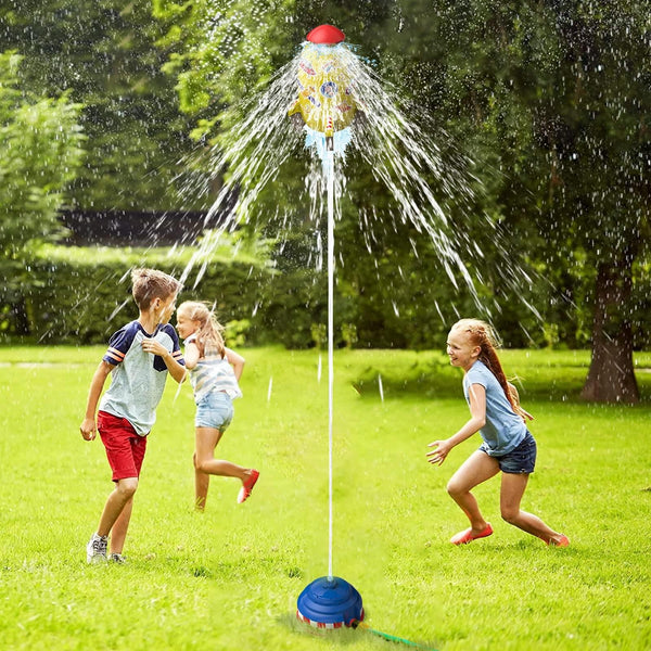 Rotating Sprinkler Flying Children Water Toys, Color: Yellow Rocket + 2 Joints + 3m Tube