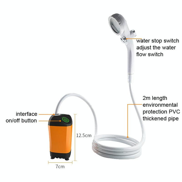 Outdoor Bath Artifact Field Dormitory Simple Electric Shower, Specification: Digital Display 7800mAh