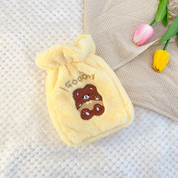 Plush Embroidery Washable Can Be Crossbody Water-Filled Warm Water Bag Yellow Bear