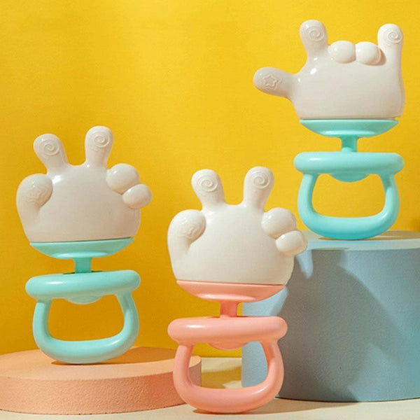 Baby Rattle Teether Soothing Teething Stick Anti-Eating Silicone Toy, Color: 666 Gesture Cyan