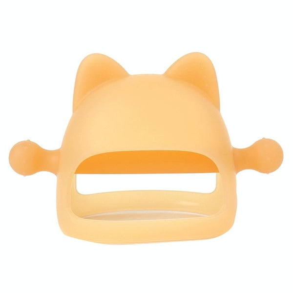 Baby Anti-eating Hand Cover Boiled Silicone Soothing Teeth Stick(Apricot)