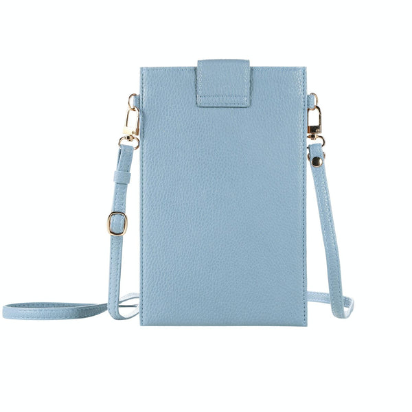 Litchi Texture Card Holder Mobile Phone Bag with Long Strap(Light Blue)