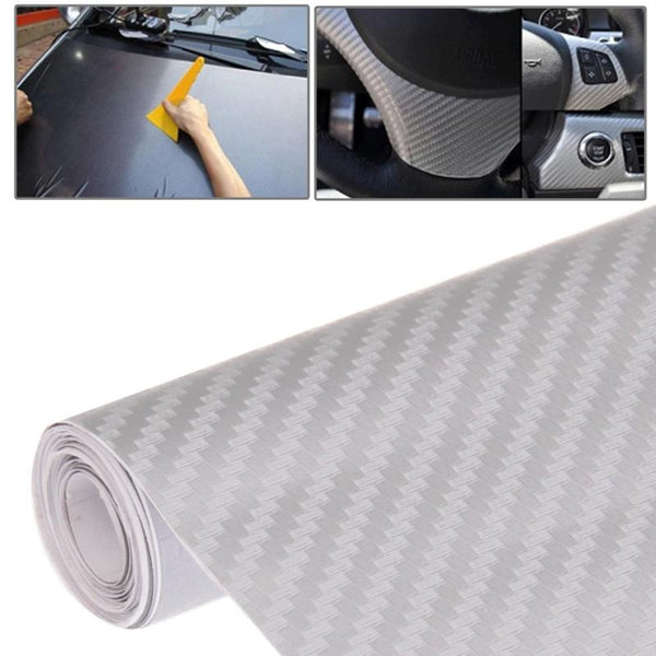 Car Decorative 3D Carbon Fiber PVC Sticker, Size: 127cm x 50cm(Silver)