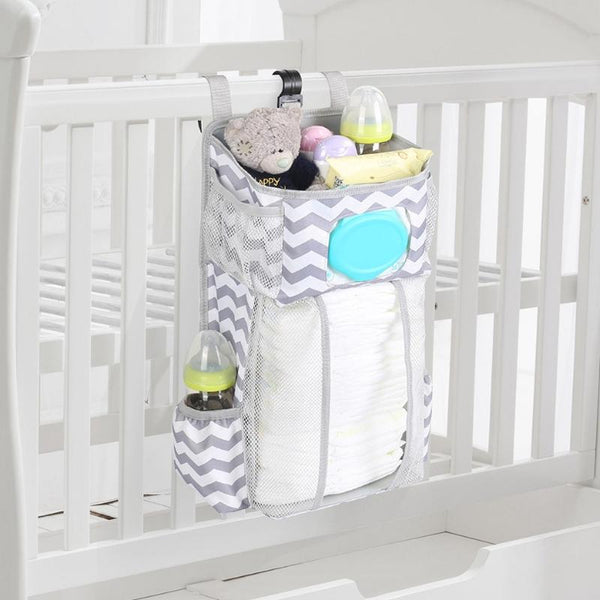 Cot Top Multi-Function Organiser Storage Hanging Bag(Stripe)