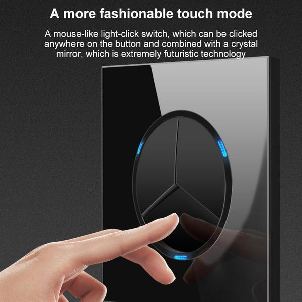 86mm Round LED Tempered Glass Switch Panel, Black Round Glass, Style:Two Billing Control