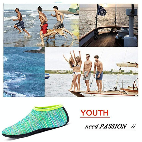 Non-slip Plastic Grain Texture Thick Cloth Sole Printing Diving Shoes and Socks, One Pair, Size:XXXL (Purple Lines)