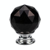 30mm K9 Plated Transparent Glass Crystal Spherical Single Hole Drawer Handle(Black)