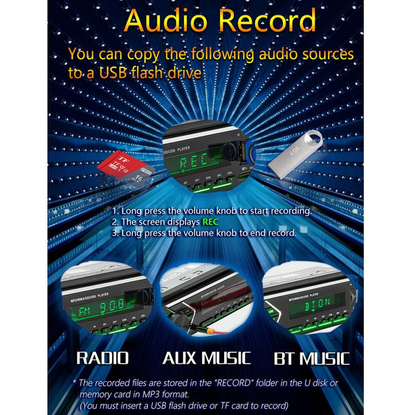 SWM505 Car Radio Receiver MP3 Player with Remote Control, Support FM & Bluetooth & USB & AUX & TF Card