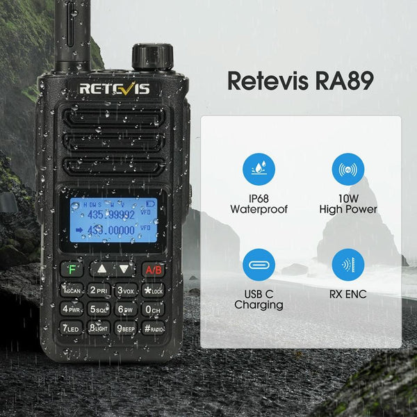 RETEVIS RA89 UV Dual-segment IP68 Waterproof Dual-guard Dual-standby Walkie Talkie(US Frequency 144-148/420-450MHz)