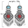 Vintage Tassel Earrings Exaggerated Turquoise Jewelry Earrings(Red)