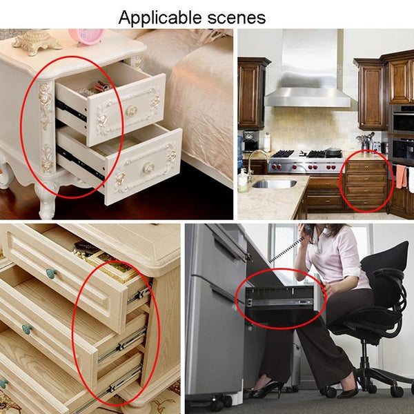 4 inch 10cm Thickened Three Sections Ball Slide Mute Drawer Track Rail