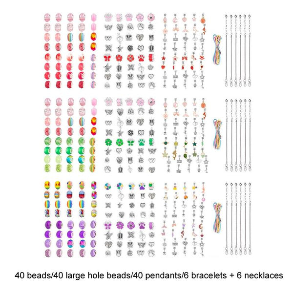 132pcs/sets Pink+Green Children DIY Beaded Bracelet Double Layer Jewelry Box Set