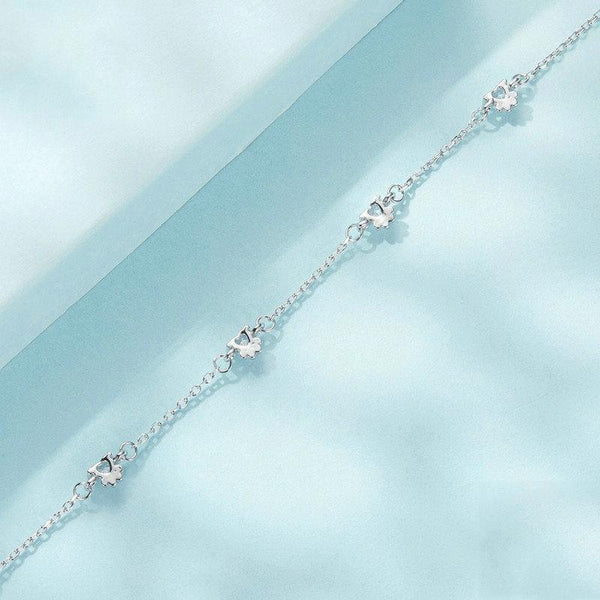 S925 Sterling Silver Platinum Plated Cute Dog Paw Bracelet(SCB271)