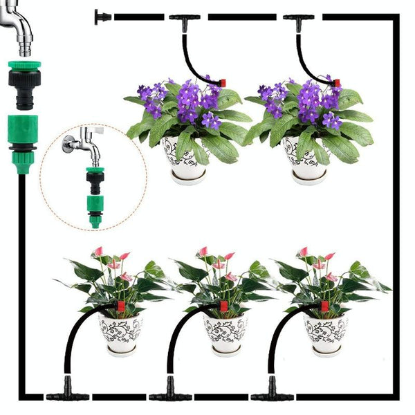 25m Kit Hose Drip Irrigation System Plant Watering Set 360 Degree Adjustable Drippers