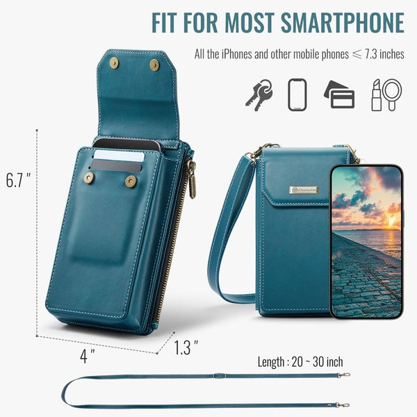 CaseMe Me40 Vertical Multifunctional Shoulder Crossbody Phone Bag(Blue Green)