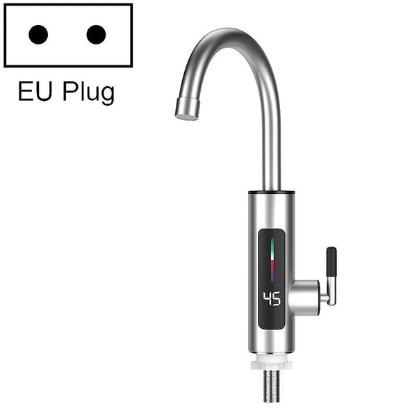 Smart Household Digital Display Instant Hot Kitchen Electric Faucet, Plug: EU Plug(Stainless Steel)