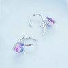 BSE743 Sterling Silver S925 White Gold Plated Zirconia Illusion Heart Earrings
