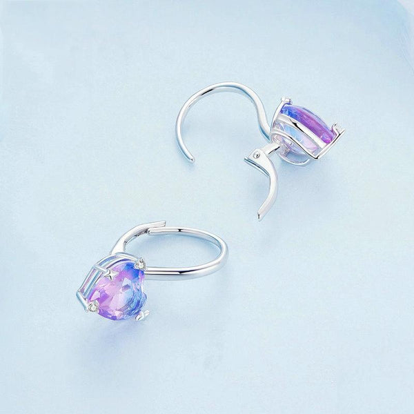 BSE743 Sterling Silver S925 White Gold Plated Zirconia Illusion Heart Earrings