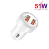 51W Dual Port QC3.0 USB 33W + 18W Fully Compatible Car Charger(White)