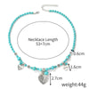 Bohemian Turquoise Natural Stone Sweater Vintage Pendant, Model: N2203-16 Alloy Peach Heart