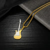 OPK 1989 Personality Stainless Steel Guitar Pendant Titanium Steel Necklace, Color: Steel Color Pendant+0.4x70cm Pearl Chain