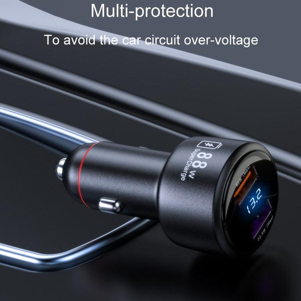 88W Vehicle Mini Fast Charging Charger Car One To Two Cigarette Lighter