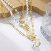 Angel Eyes Pendant Layered Necklace, Model: N2211-14 3 Layer Pearl Chain