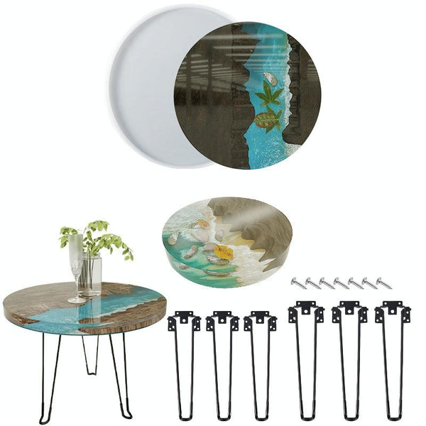 DIY Crystal Drip Rubber Round Table Mold Quicksand Table Silicone Mold Table Legs High 42cmx3
