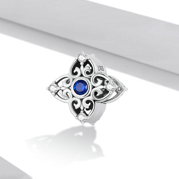 S925 Sterling Silver Retro Flower Texture Beads DIY Bracelet Necklace Accessories