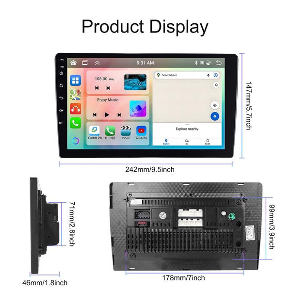10.1inch Android 13.0 Dual Butt Universal Wireless Carplay Car Navigation Center Control All-In-One Monitor(Standard)