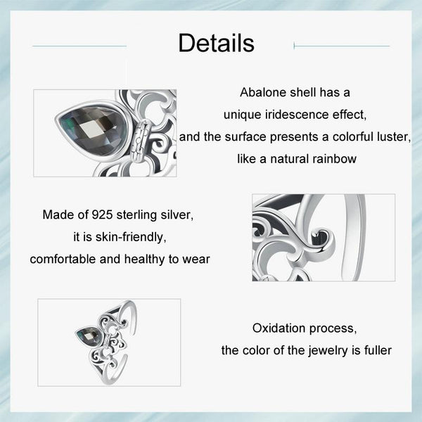 S925 Sterling Silver Vintage Iris Open Adjustable Ring(SCR1016-E)