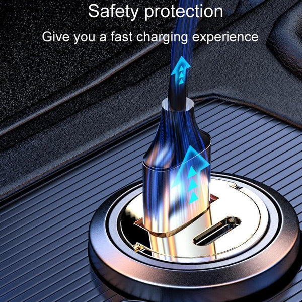 120W Vehicle Mini Invisible Dual-Port Charger Car Cigarette Lighter