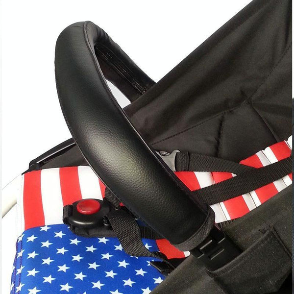 Baby Stroller Handle Cover PU Leather Protective Case For Babyyoya / Spirit Kids / Hiwide, Color: Front Armrest  Black