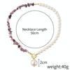 Boho Colorful Broken Natural Stone Necklace, Model: N2106-22 Purple Stone Single Chain