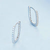 BSE744 Sterling Silver Simple Geometric Square White Gold Plated Opal Nanite Earrings