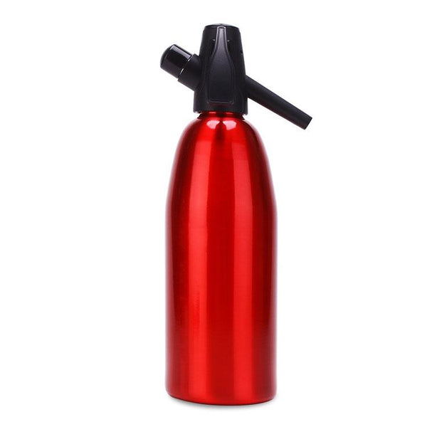 Manual Soda Siphon CO2 Dispenser Water Bubble Generator Cool Drink Cocktail Soda Machine Aluminum Bar DIY Soda Maker, Capacity: 1L(Red)