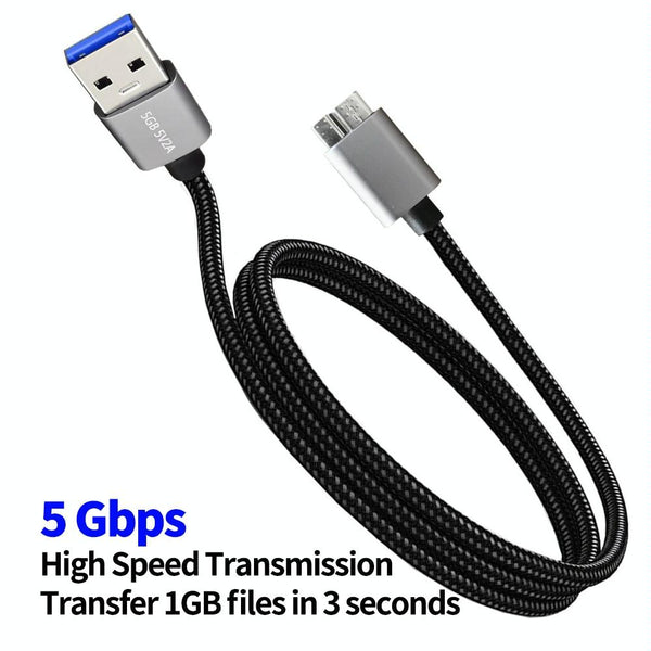 JUNSUNMAY USB 3.0 Male to Micro-B Cord Cable Compatible with Samsung Camera Hard Drive, Length:2m