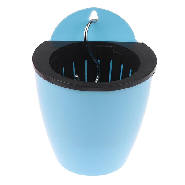 Self-Watering Planter Grow Plants Lazy Flower Pots Wall-hanging Round Resin Plastic Flower Pots, Size: 18x12.5x16cm(Blue)