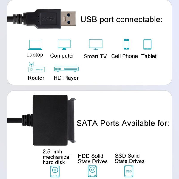 SATA To USB3.0 Easy Drive Cable 2.5 Inch SSD Solid State Drive Universal Connection Cable Converter Reader