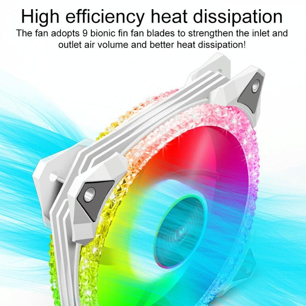COOLMOON AS2 PWM Controlled Cooling Fan 12CM Dual-aperture Computer Water Cooling ARGB Chassis Fan (White)