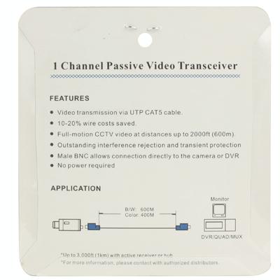Passive Video Balun over CAT5, 600m (2 Pack)