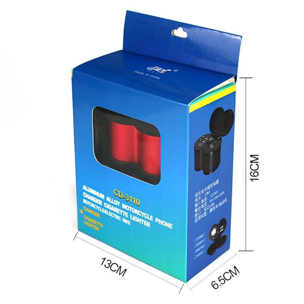 Portable Motorcycle Aluminum Alloy Dual USB Charger Cigarette Lighter (Cyan)