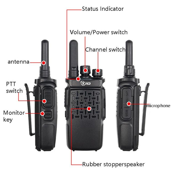 2pcs TID 118 Small Walkie Talkie Radio Communication, CN Plug
