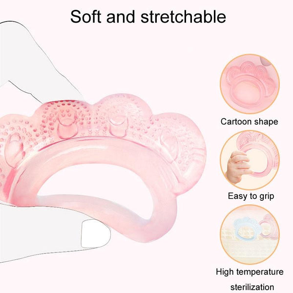 Baby Teething Stick Toys Childrens Silicone Bear Paw Bites With Storage Box(Pink)
