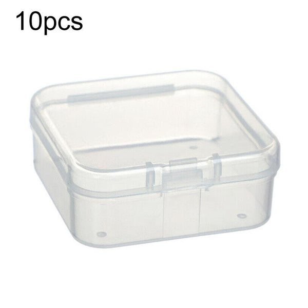 10pcs Square Plastic Transparent Storage Box With Lid Dustproof Earring Ring Jewelry Storage Box, Size: 4.3x4.3x2cm