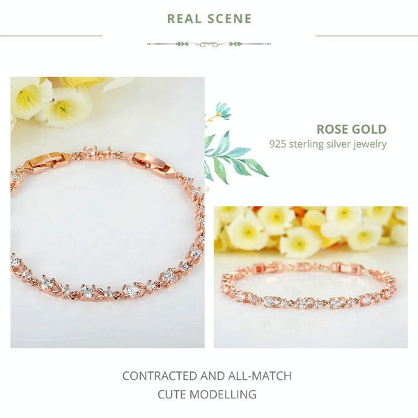 Women Shining Cubic Zircon Crystal Jewelry Bracelet(gold)
