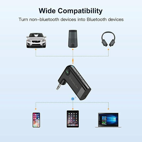 KUULAA KL-YP08 Car Wireless Bluetooth Receiver 5.0 Hands-free AUX 3.5mm(Black)