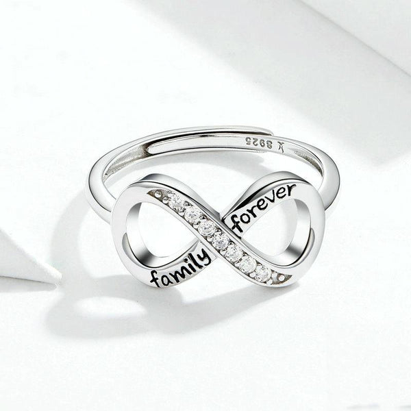 S925 Sterling Silver Ring Infinite Love Opening Adjustable Platinum Plated Ring